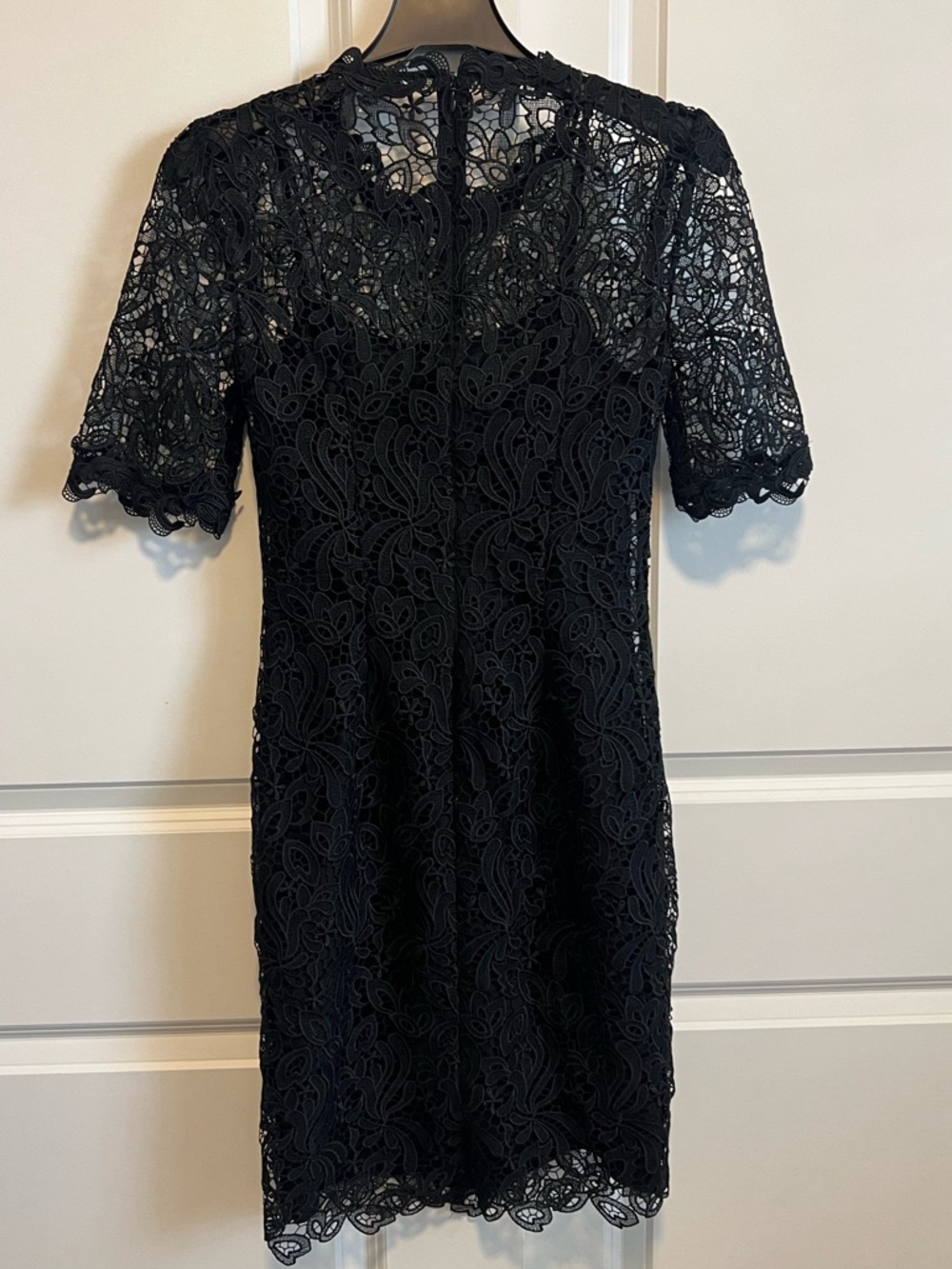 L.K. Bennett Black Floral Lace Short Sleeve Dress - Picture 2 of 8